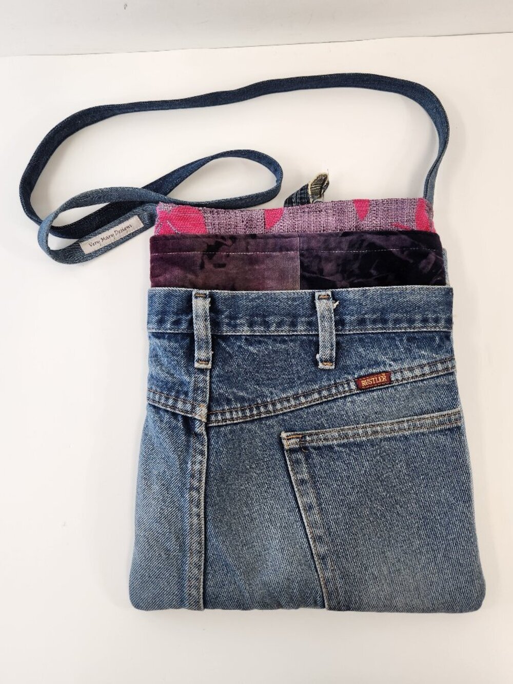 Handmade boho Denim Wrangler Jean Purse Crossbody Very Mary Designs